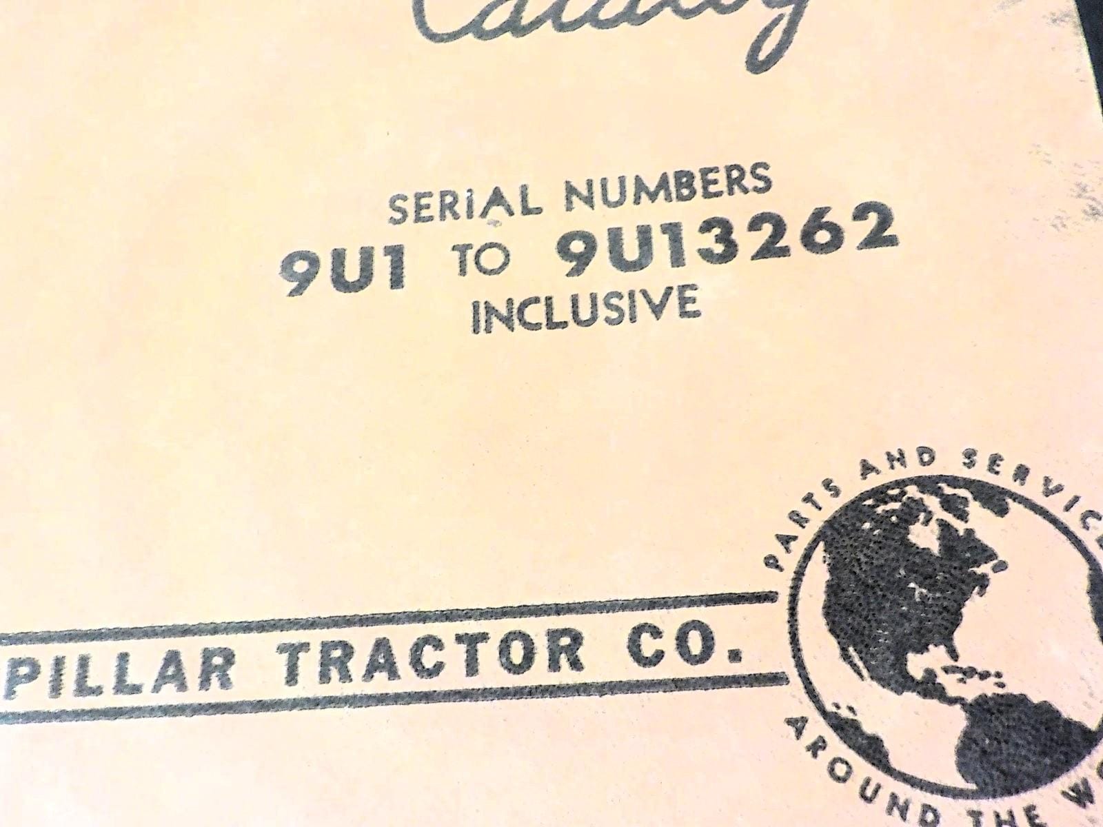 Serial 9U1-9U13262Caterpillar D6 Tractor 74 Inch Gauge Parts Catalog OEM VTG B164