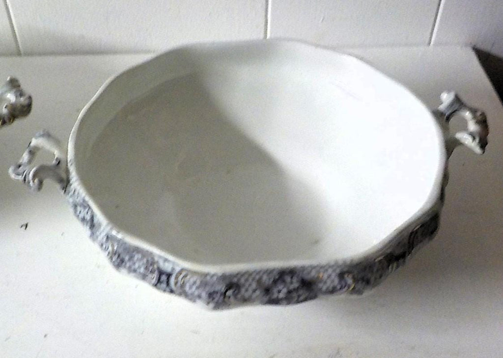 Keswick Wood & Sons England Semi-Porcelain Serving Bowls Set | Purple Floral | 1 Covered | Lot 2451