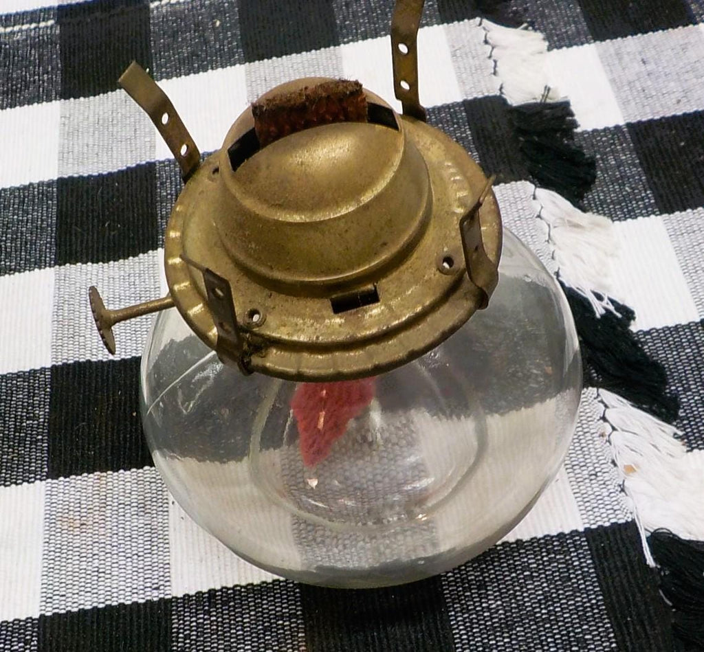 Vintage Oil Lamp 13" - Warda Xico Burner with Glass Chimney
