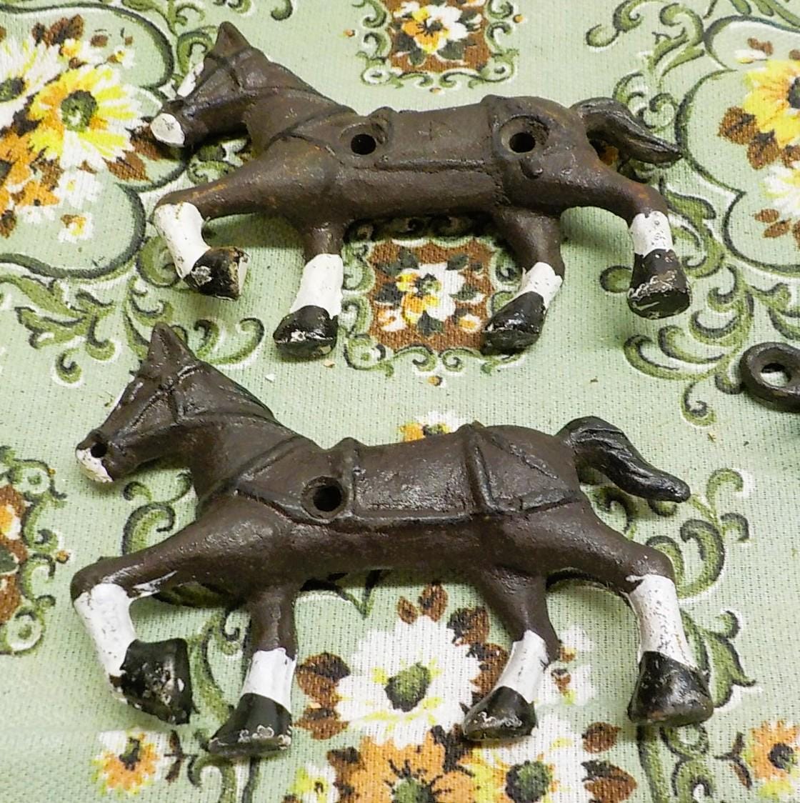 Vintage Cast Iron Toy Horses, Riders, and Wagon (Repair)