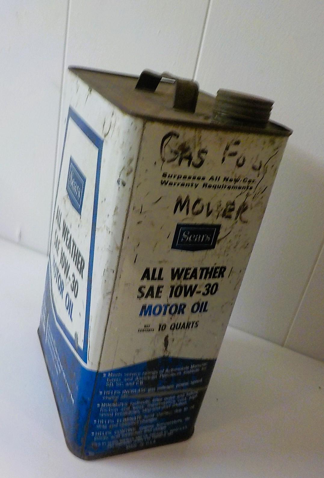 Vintage Sears 2.5 Gallon All Weather Motor Oil Can - SAE 10W-30