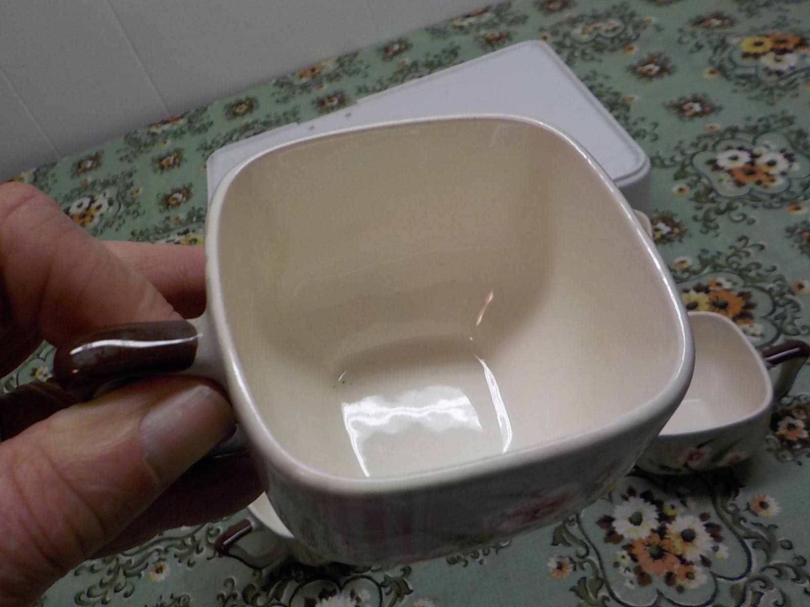 Vintage Weil Ware Condiment Tray: Birchwood Divided Dish with 6 Cups