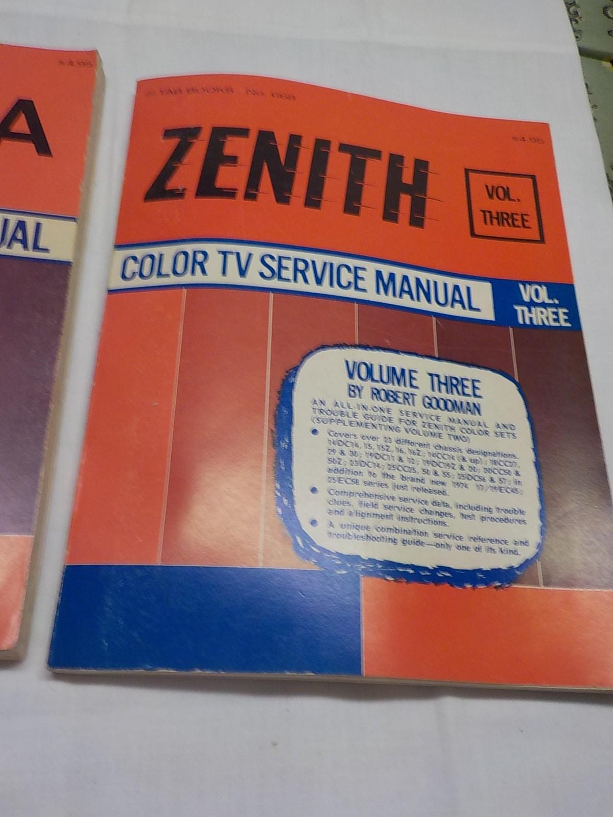 Vintage 1970s Zenith & Sylvania Color TV Service Manuals
