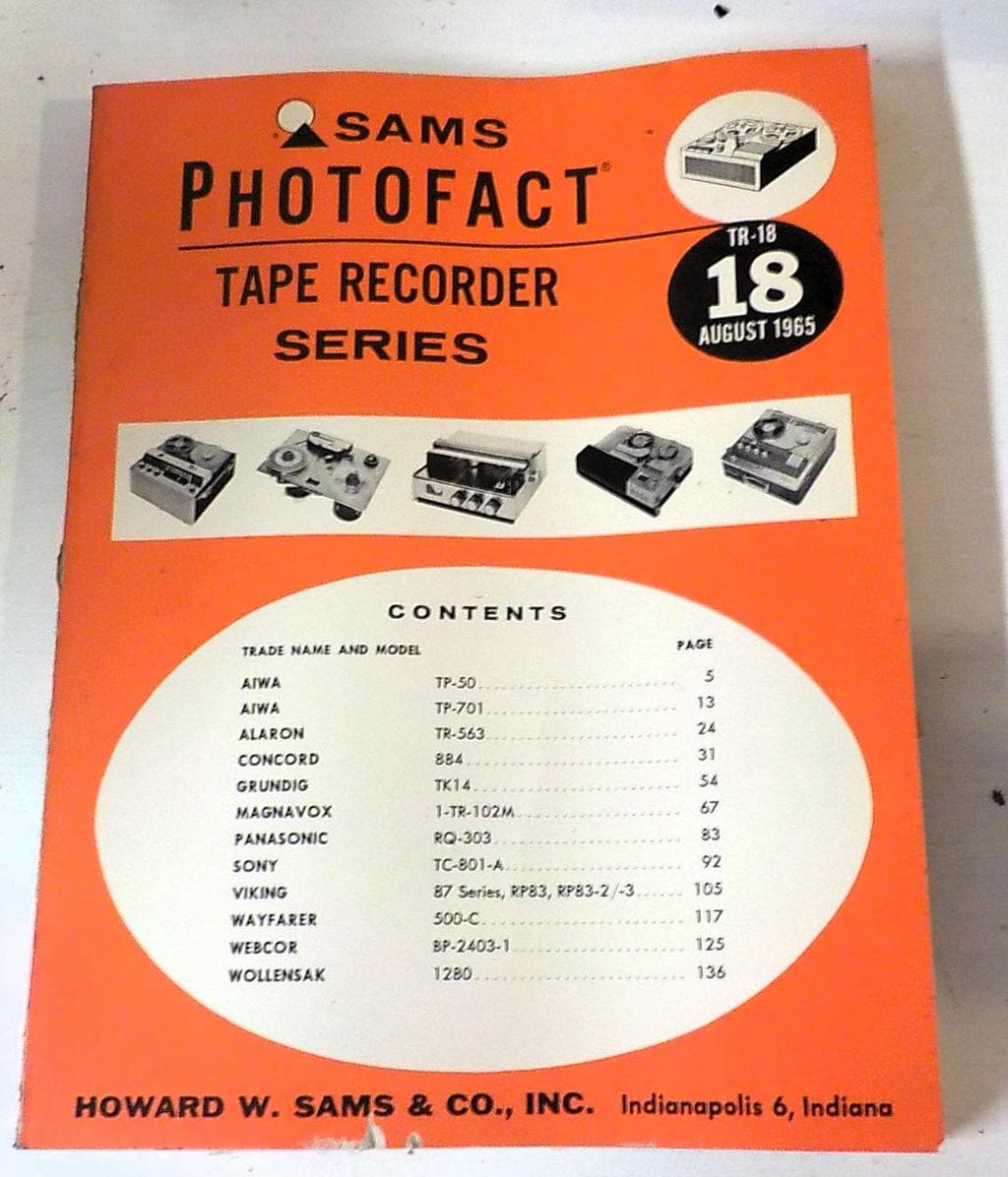 Sams Photofact Tape Recorder Repair Manual TR-18 (1965)