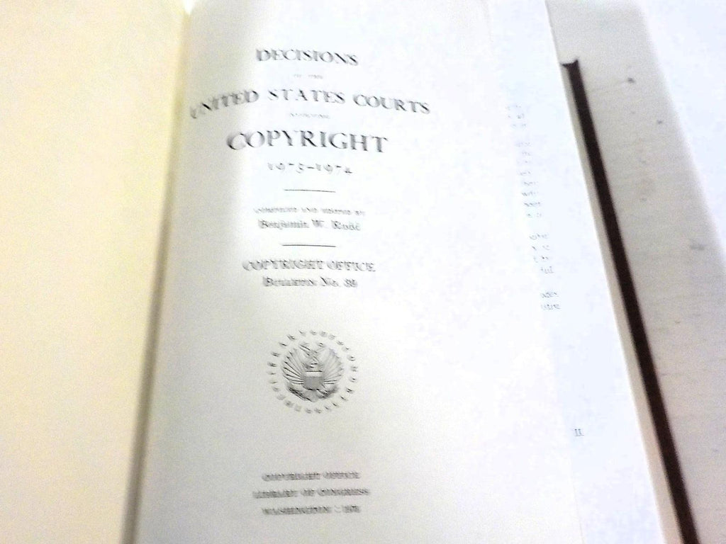 Copyright Decisions 1973-74 Library of Congress Hardcover Book