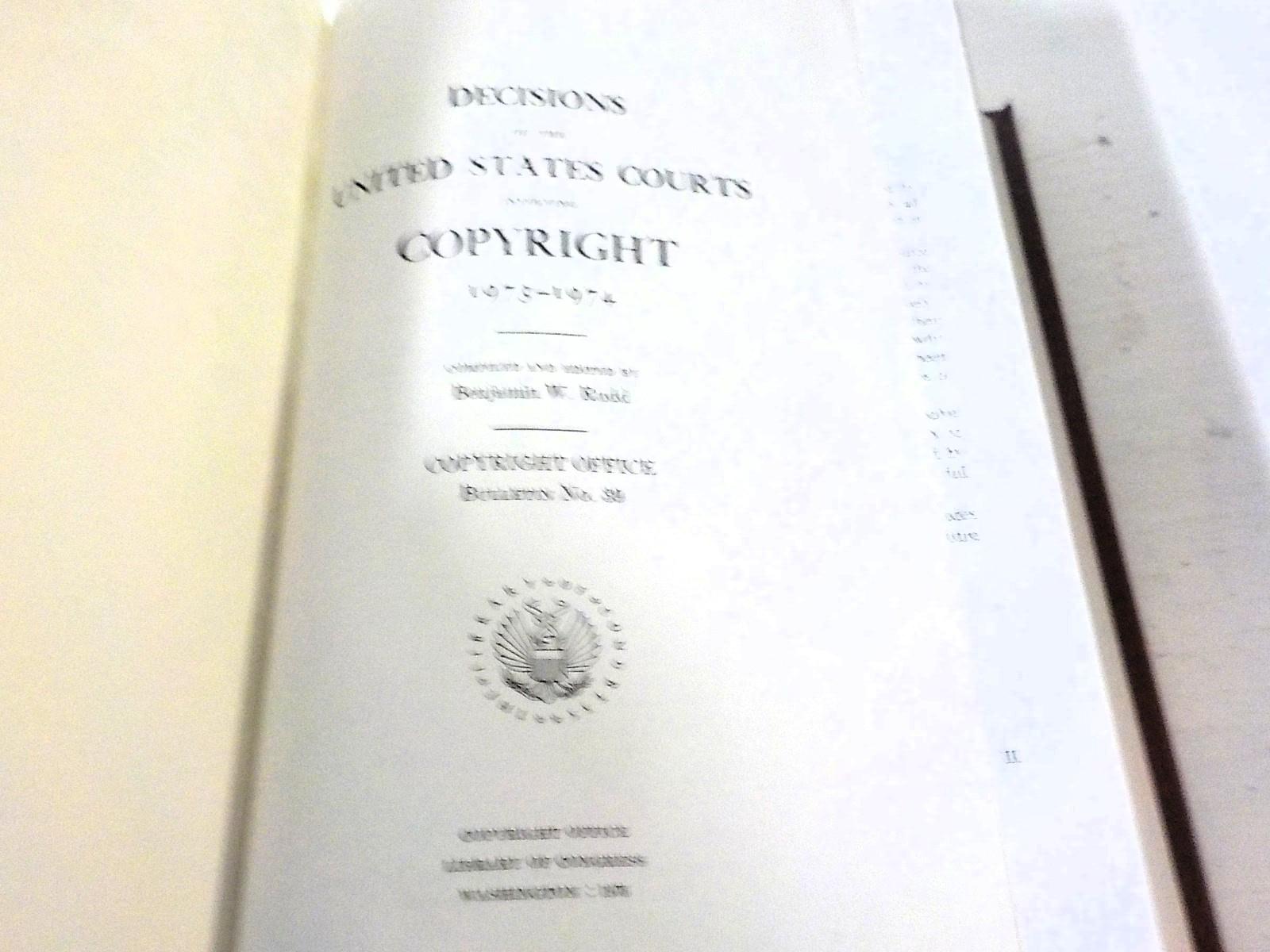 Copyright Decisions 1973-74 Library of Congress Hardcover Book