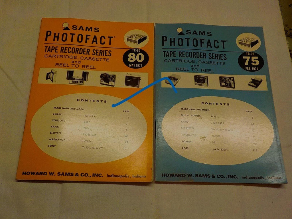 Sams Photofact Tape Recorder Series Service Repair Manual Schematic # 80 and 75 b102