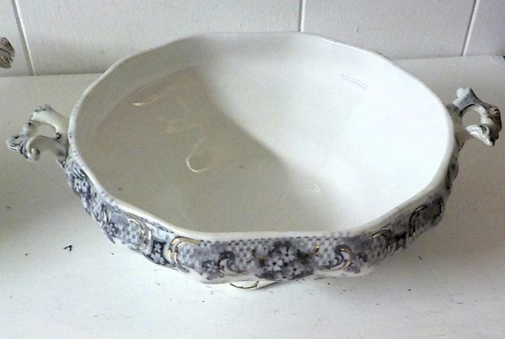 Keswick Wood & Sons England Semi-Porcelain Serving Bowls Set | Purple Floral | 1 Covered | Lot 2451