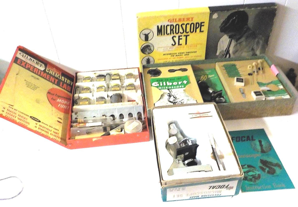 Vintage Gilbert Microscope Set No. 5 + Chemistry Lab No. 12014 + Kmart Focal Macroscope | Lot 2440