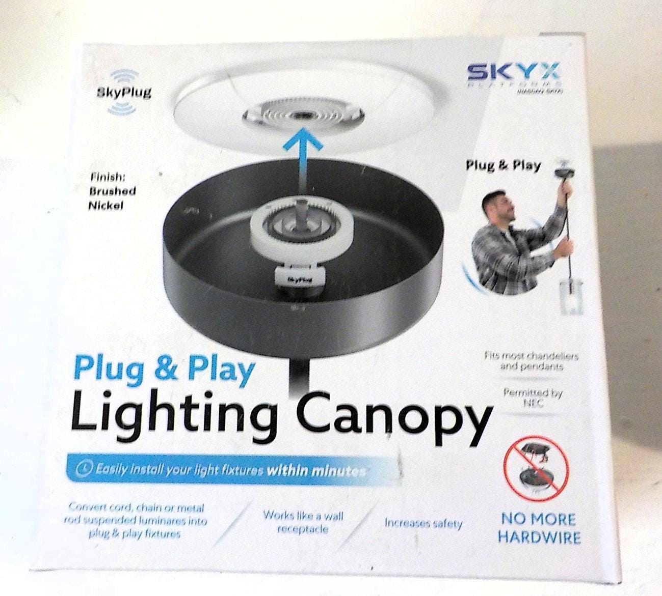 Sky Plug 5 in. Brushed Nickel Plug and Play Lighting Canopy New lot 2431