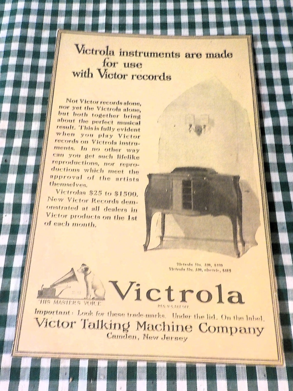 1900 Victrola Talking Machine Original Advertisement B 225