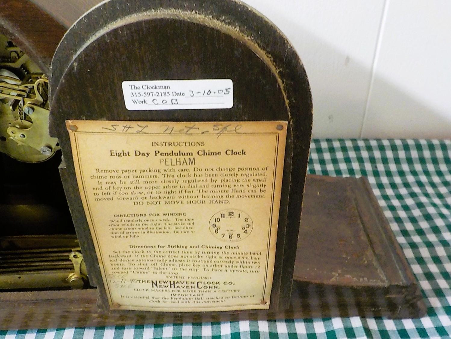 Antique New Haven Westminster Chime Tambour Mantel Clock — Works (Early 20th C.)