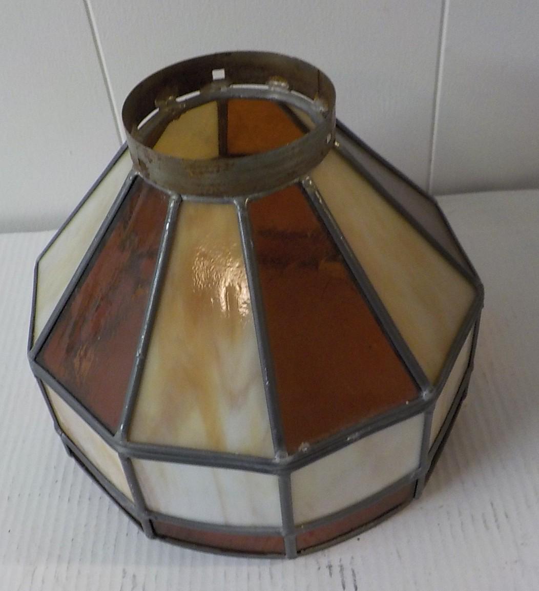 Vintage Leaded Slag Glass Ceiling Lamp Shade — 9.5" x 8" with 4" Fitter