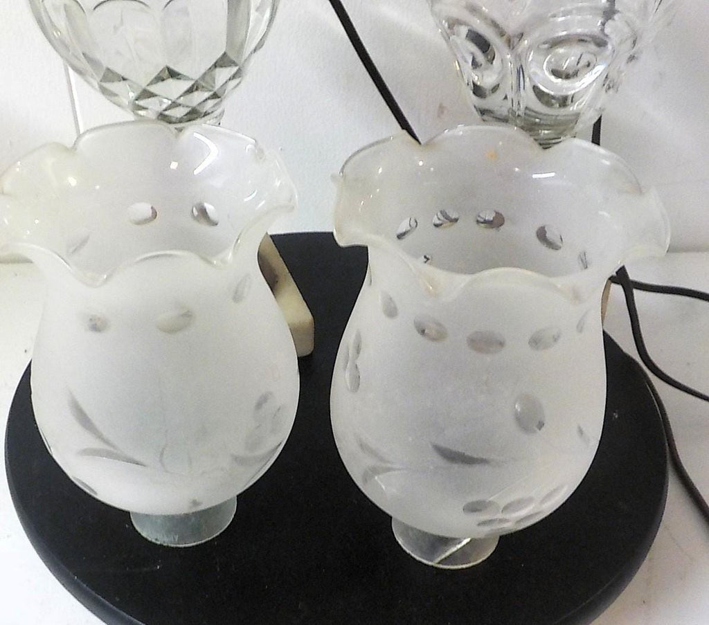 Vintage Mid-Century Crystal Cut Glass Table Lamps | Pair | Brass & Glass | Wired Set | Lot 2470