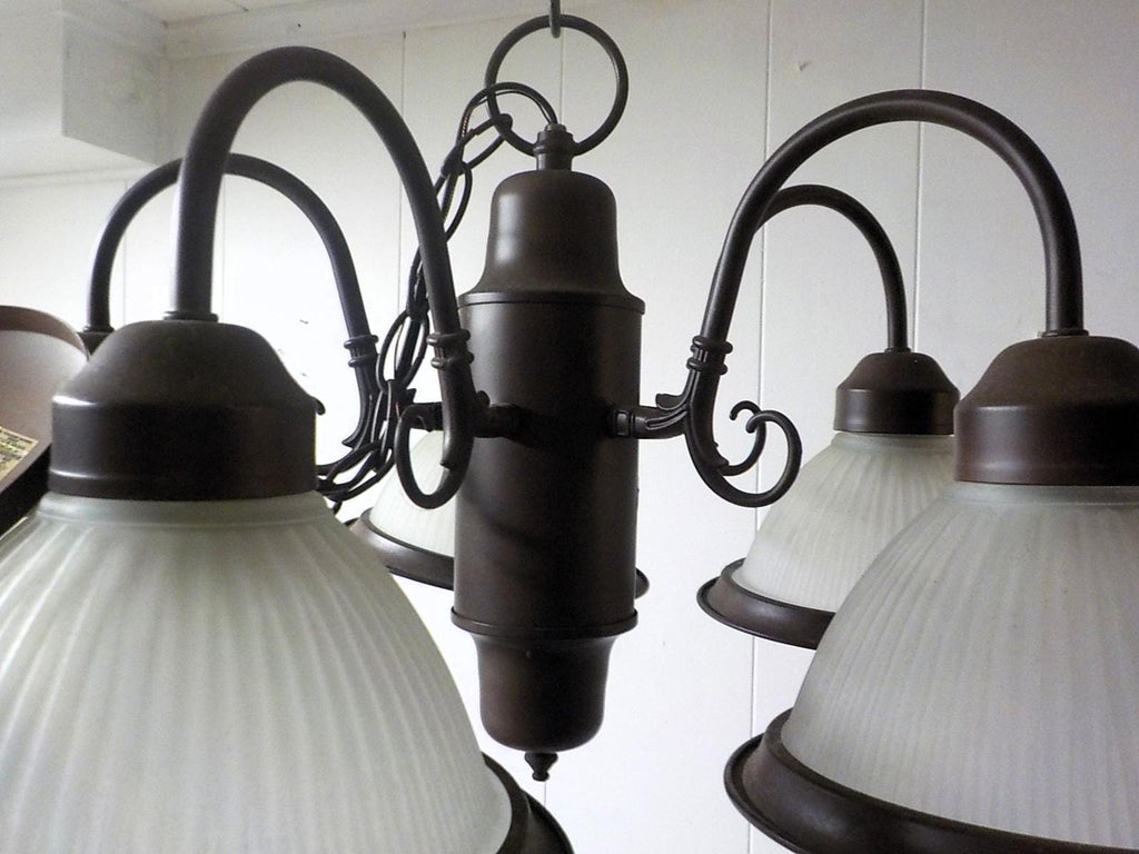 Vintage 1950s Art Deco 5-Arm Cast Iron Chandelier Ceiling Fixture | Lot 2418