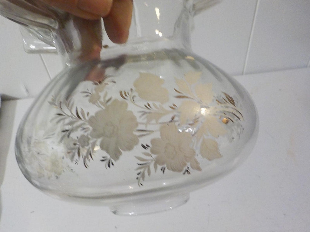 Antique Glass Lamp Globe with Floral Etching (2" Filter)