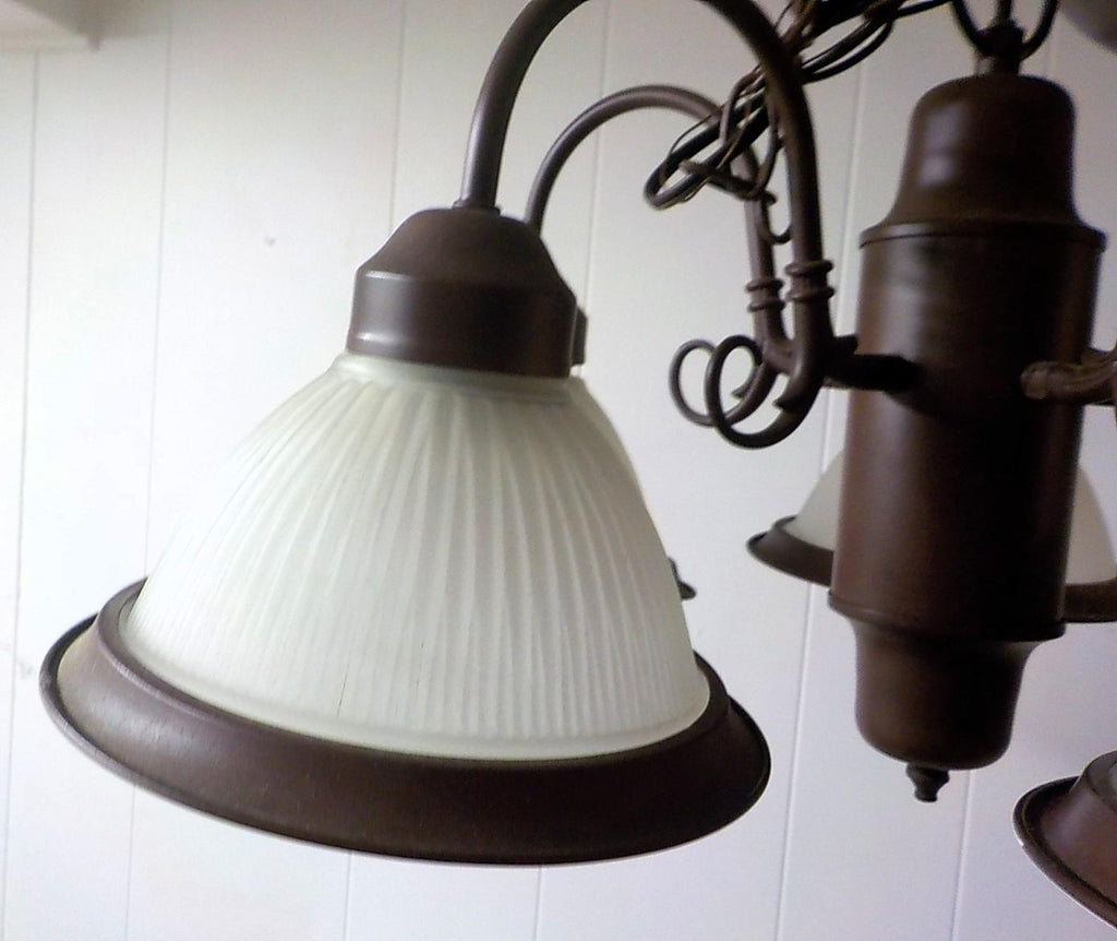 Vintage 1950s Art Deco 5-Arm Cast Iron Chandelier Ceiling Fixture | Lot 2418