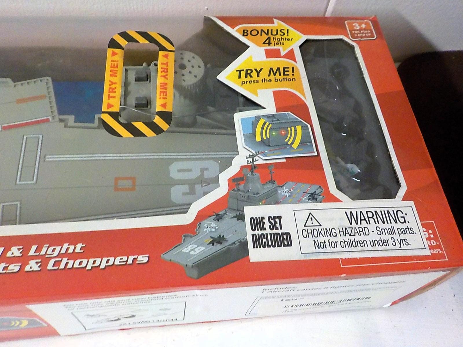 Vintage American Aircraft Carrier Playset — 18" Long with Fighter Jets & Helicopters, New Old Stock | Lot 2298