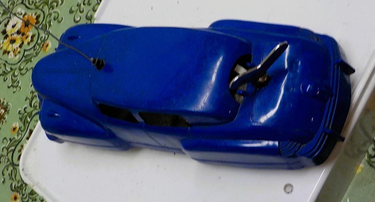 1950s Blue Sedan Tin Wind Up Toy Car -it does Winds Up item 1078