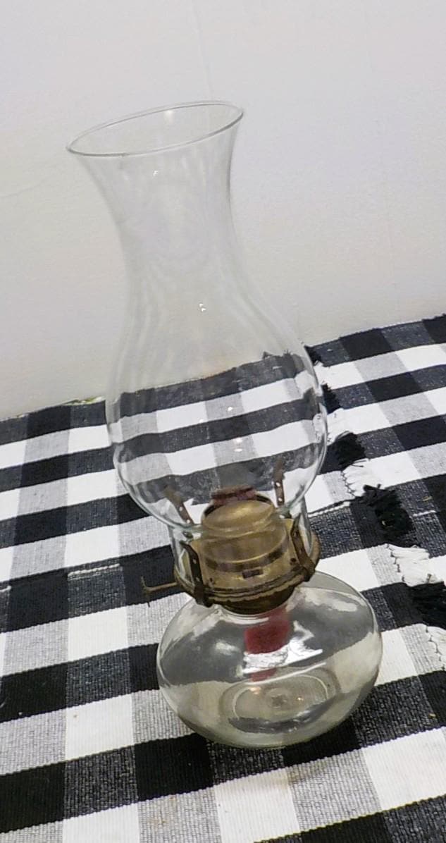 Vintage Oil Lamp 13" - Warda Xico Burner with Glass Chimney