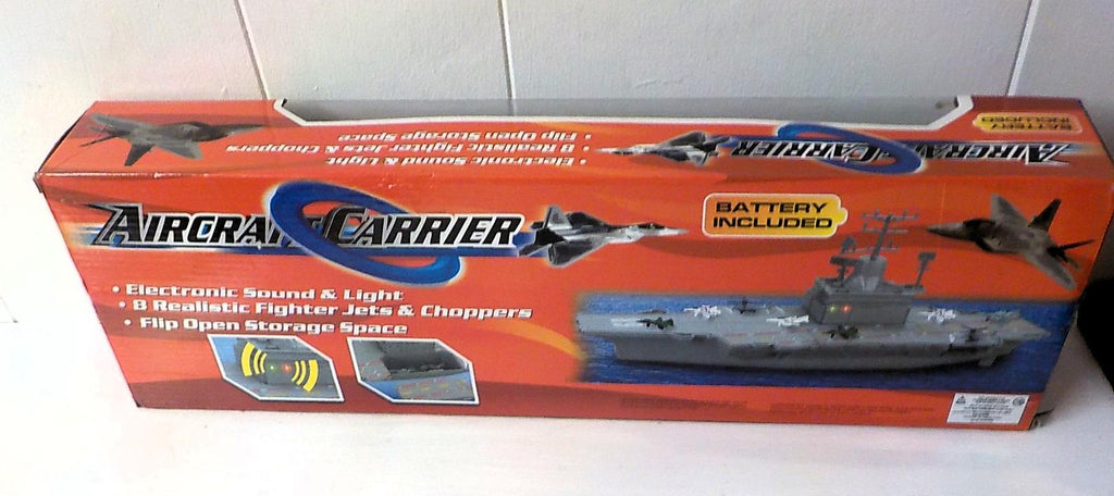 Vintage American Aircraft Carrier Playset — 18" Long with Fighter Jets & Helicopters, New Old Stock | Lot 2298