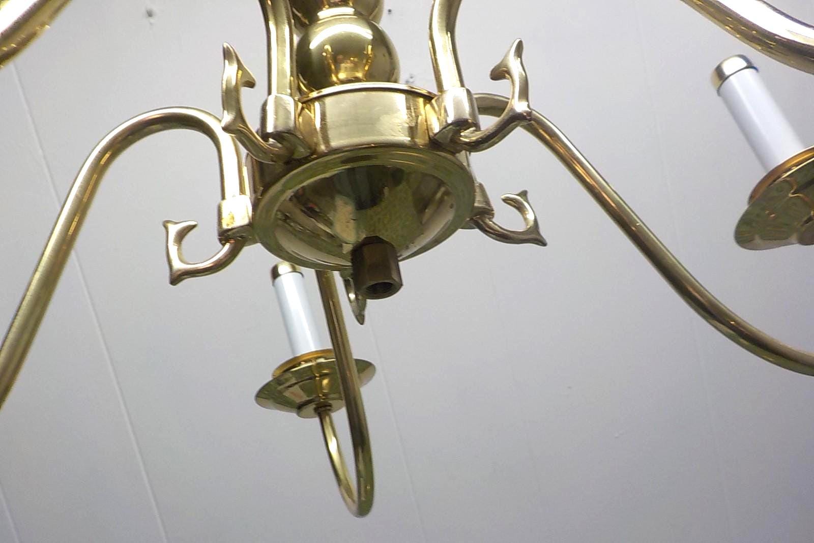 Vintage Brass 5-Arm Chandelier Ceiling Light | New Old Stock | 24" | Item No. 066
