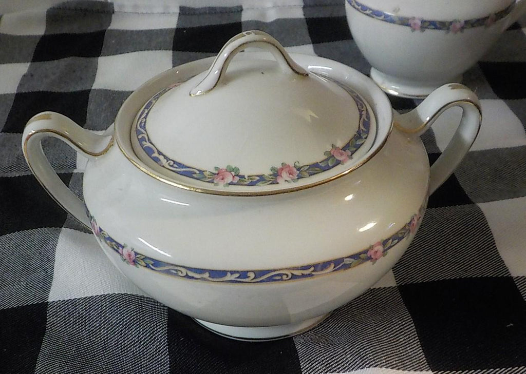 John Maddock & Sons Royal Vitreous Sugar Bowl & Creamer Set — Antique Gold Trim