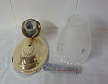 Single Brass Wall Light Fixture with Embossed Glass Shade — New in Box, Item 773
