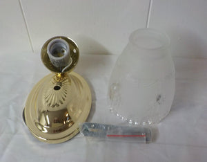 Single Brass Wall Light Fixture with Embossed Glass Shade — New in Box, Item 773