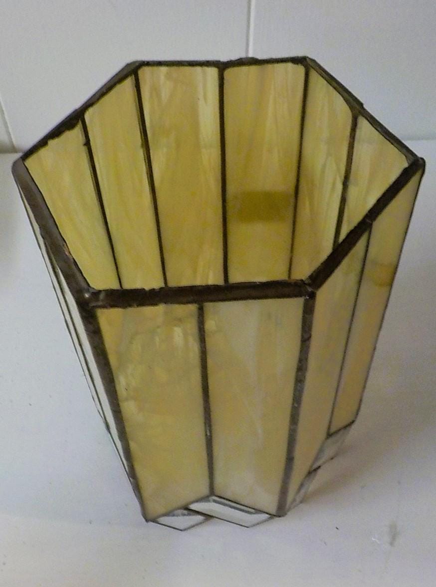 Vintage 6-Sided Leaded Glass Pendant Replacement Shade