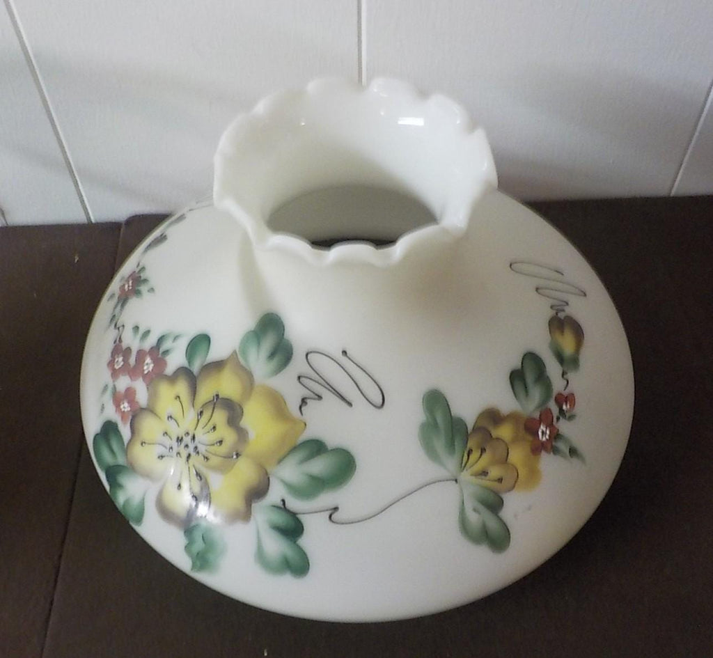 Vintage Milk Glass Oil Lamp Converted to Electric — 15" with 10" Shade | Lot 2286