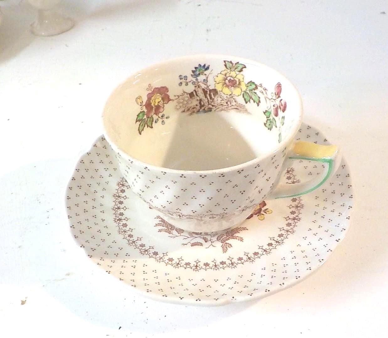 Vintage Royal Doulton Grantham Demitasse Set — Tea Cups, Saucers, Sugar Bowl, Plates & Egg Cup