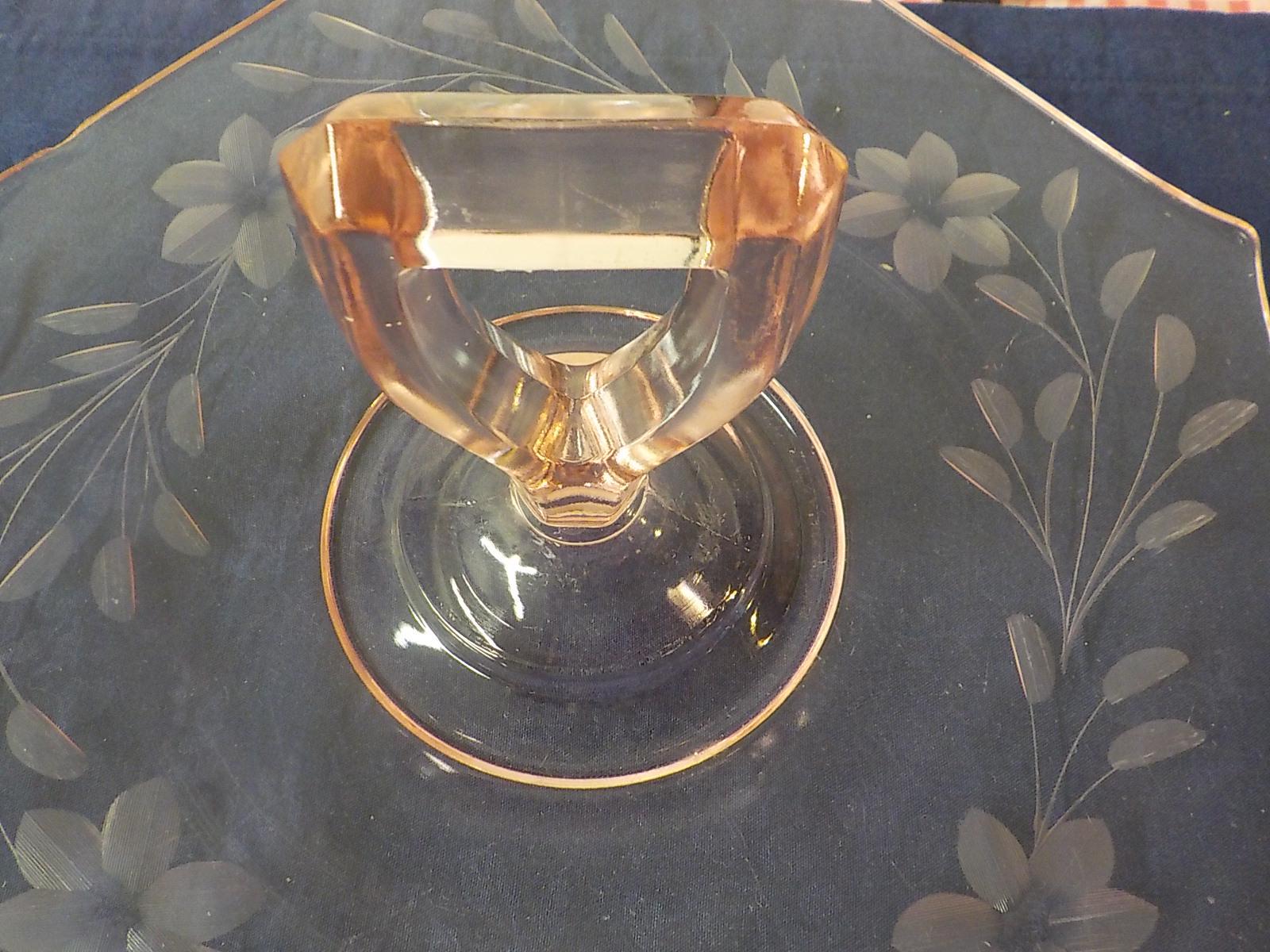 Vintage Pink Depression Glass Serving Platter with Center Handle | Flower Embossed | Item 677