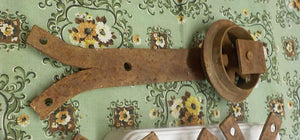 Antique Cast Iron Barn Door Rollers, Primitive Pulleys, 2 Pair