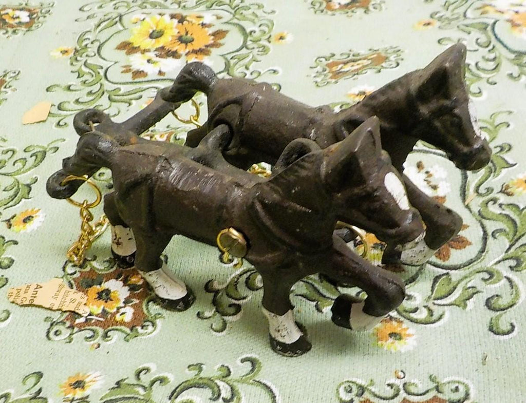 Vintage Cast Iron Toy Horses, Riders, and Wagon (Repair)