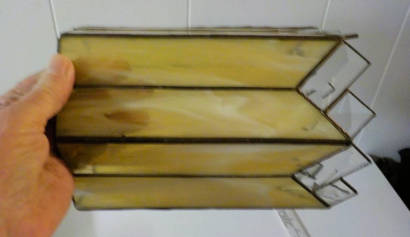 Vintage 6-Sided Leaded Glass Pendant Replacement Shade