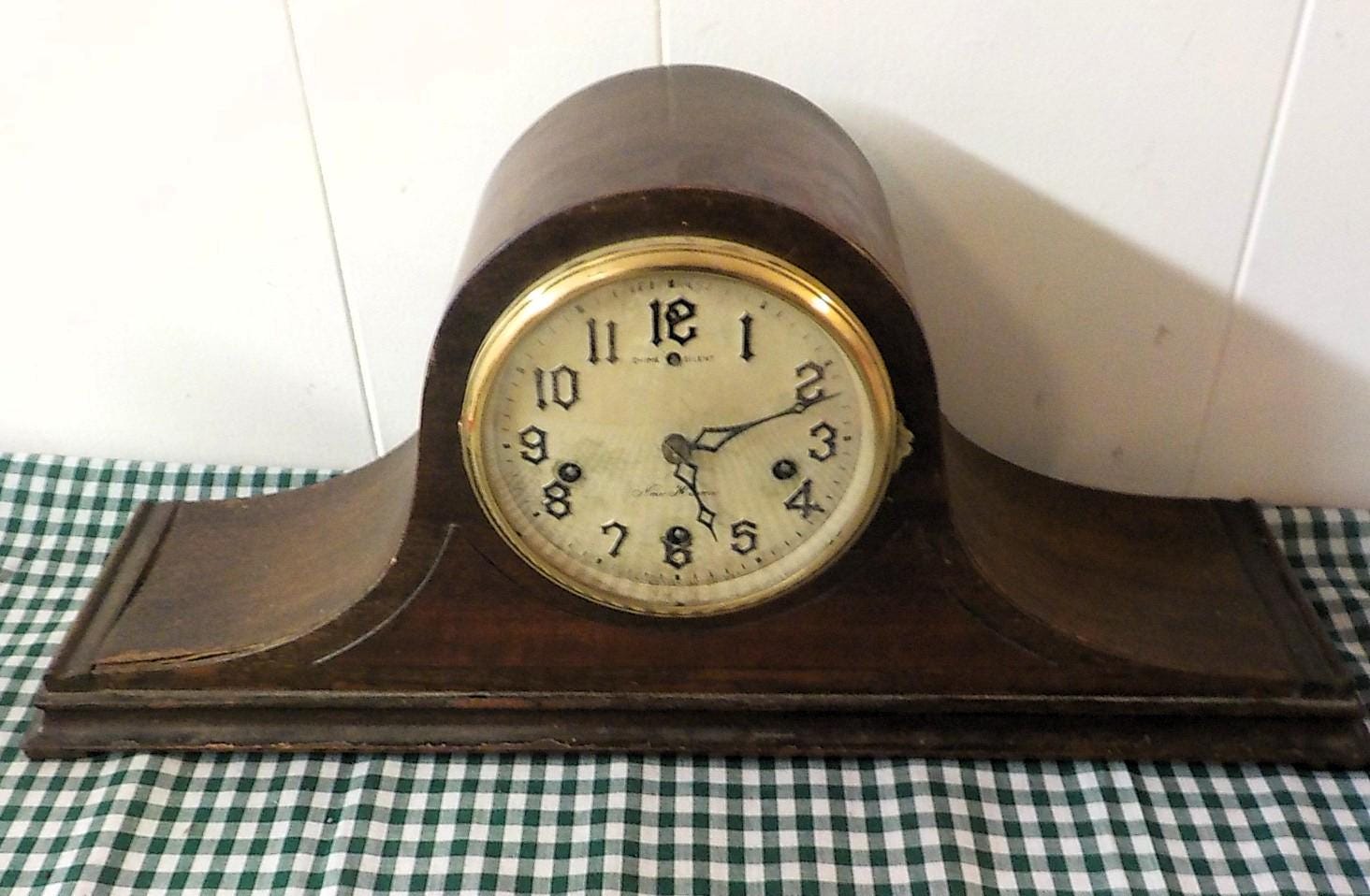 Antique New Haven Westminster Chime Tambour Mantel Clock — Works (Early 20th C.)