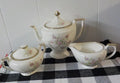 Canonsburg Pottery 22kt Gold Trimmed Tea Set — 5-Piece Teapot, Creamer & Sugar Bowl