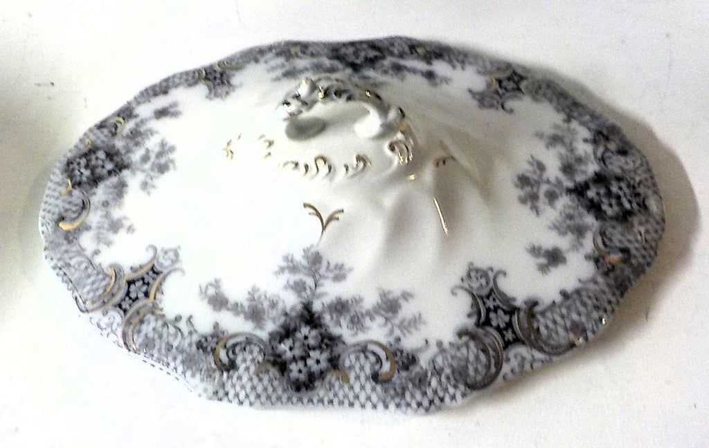 Keswick Wood & Sons England Semi-Porcelain Serving Bowls Set | Purple Floral | 1 Covered | Lot 2451