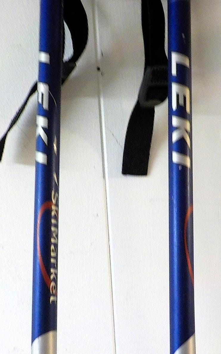 LEKI Skimarket Ski Poles Pair blue silver 120cm 48" With Wrist Straps 2439
