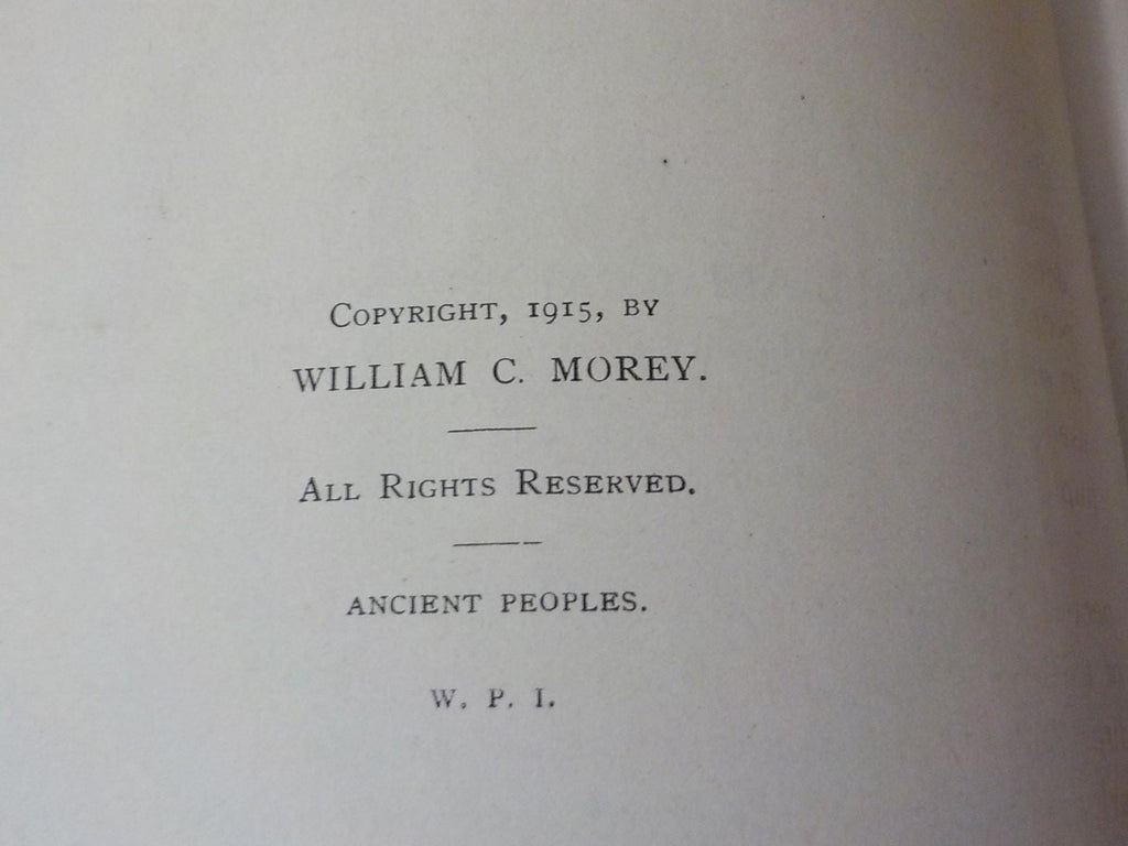 Ancient Peoples: Outlines of Ancient History by William Morey | 1915 First Edition Antique Book | Lot EB130