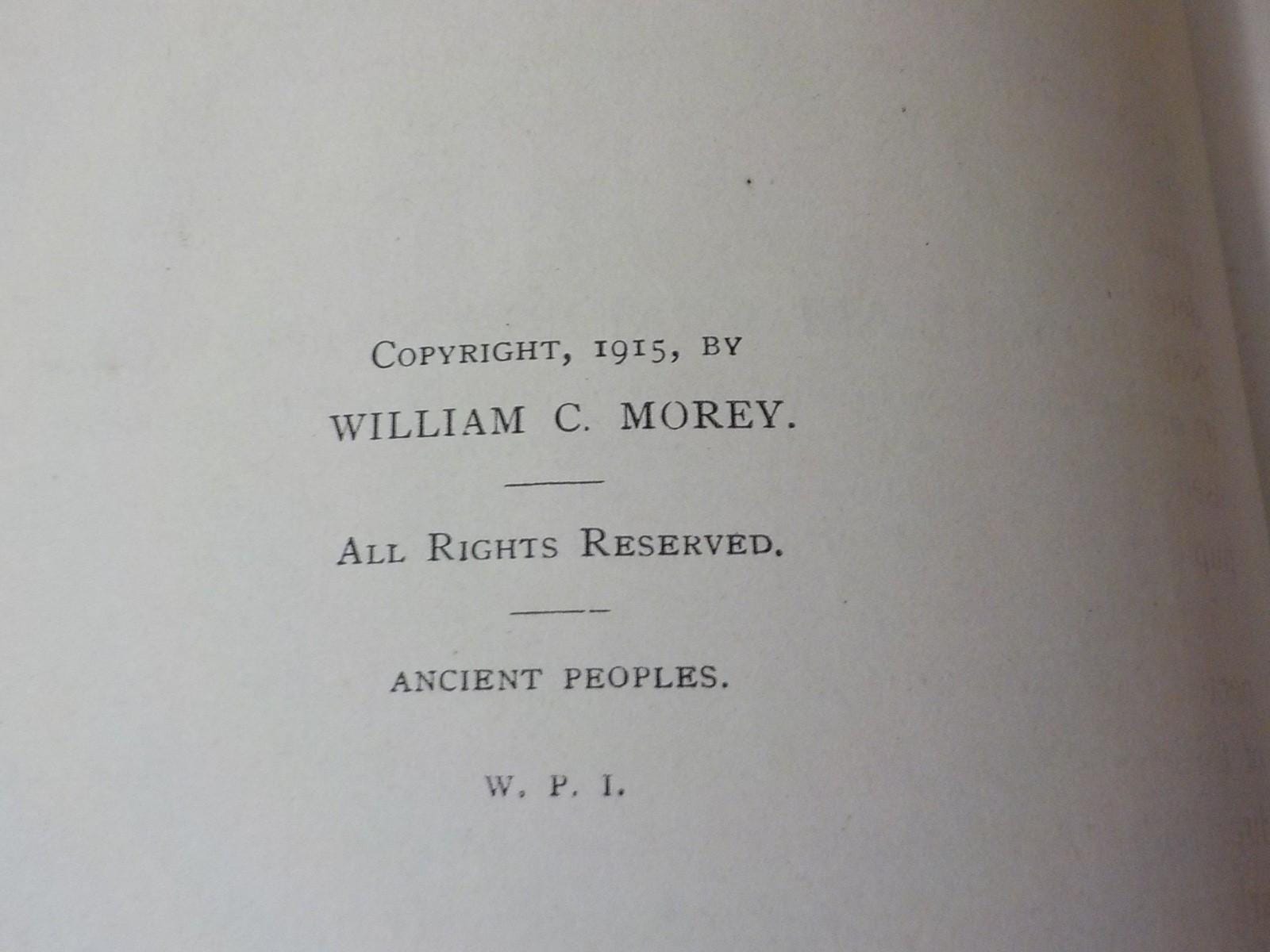 Ancient Peoples: Outlines of Ancient History by William Morey | 1915 First Edition Antique Book | Lot EB130
