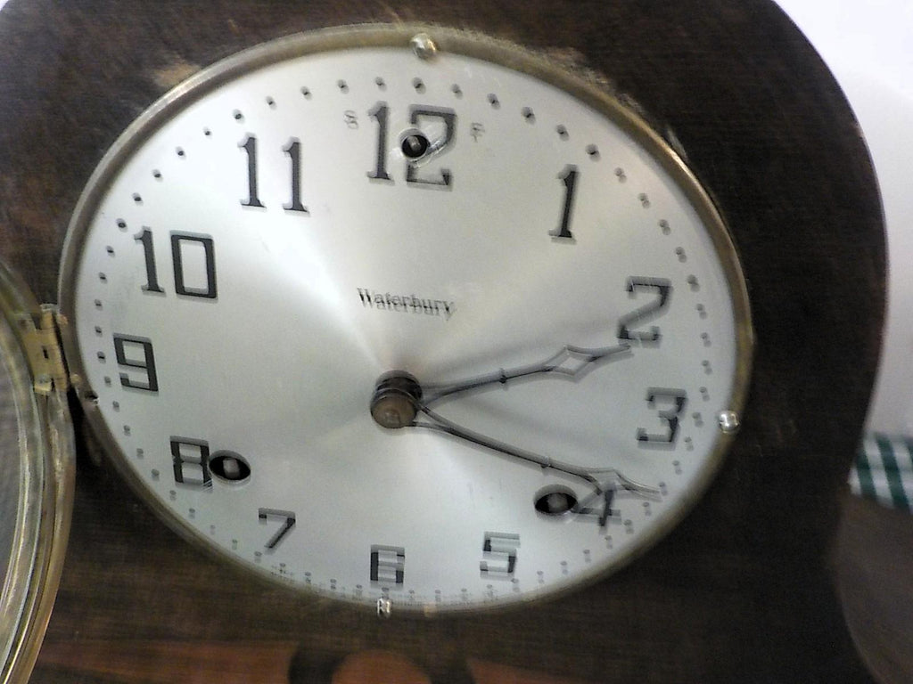 Antique Waterbury Westminster Chime Mantle Clock — Mahogany, Key Wind, circa 1940