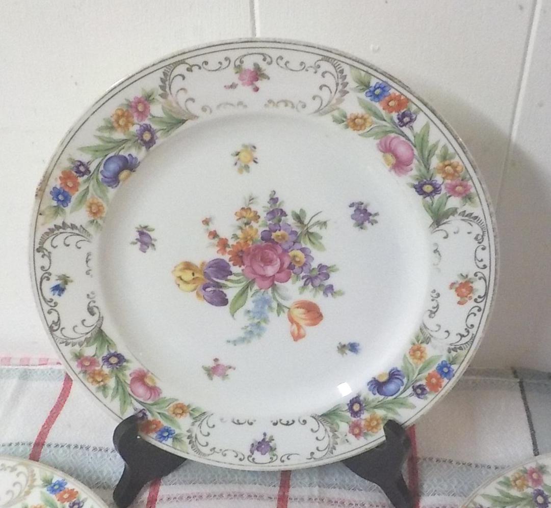Dresden Style "Royal" Bavaria Germany Dinner Plates 9.5" — Set of 4