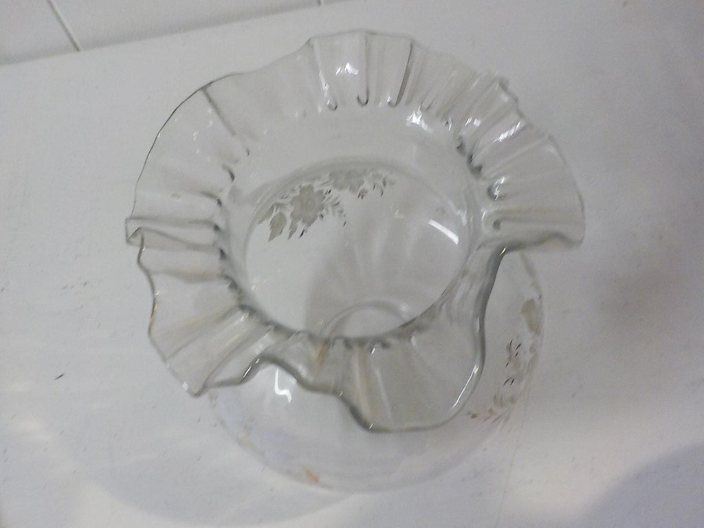 Antique Glass Lamp Globe with Floral Etching (2" Filter)