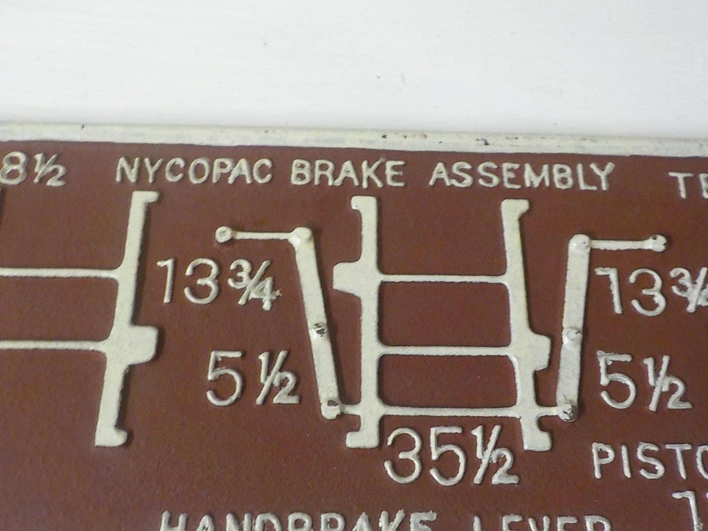 NYCOPAC Cast Metal Railway Railroad Brake Plate Schematic Sign – Lot 2276
