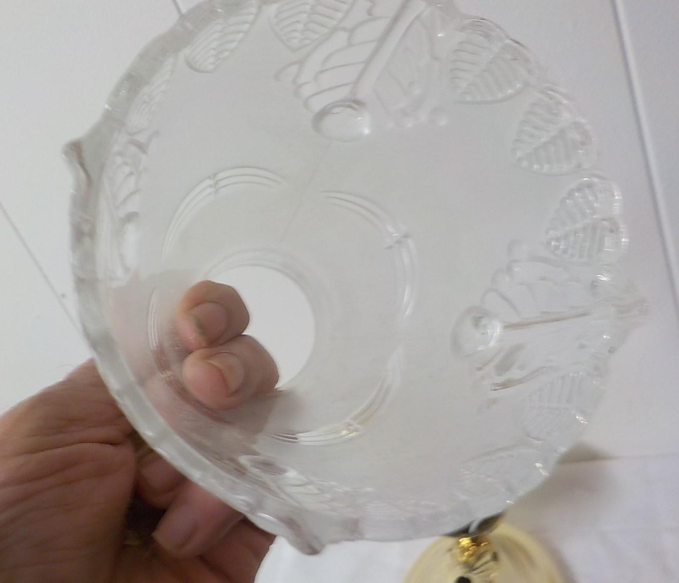 Single Brass Wall Light Fixture with Embossed Glass Shade — New in Box, Item 773