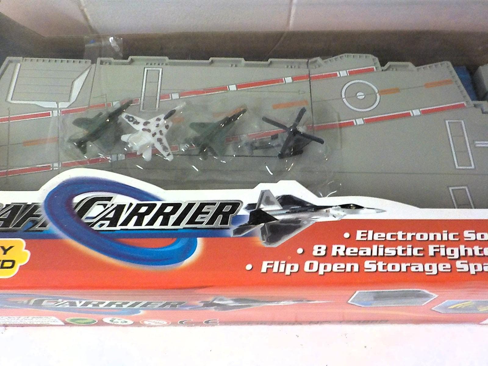 Vintage American Aircraft Carrier Playset — 18" Long with Fighter Jets & Helicopters, New Old Stock | Lot 2298