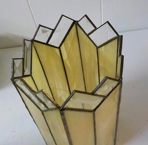 Vintage 6-Sided Leaded Glass Pendant Replacement Shade